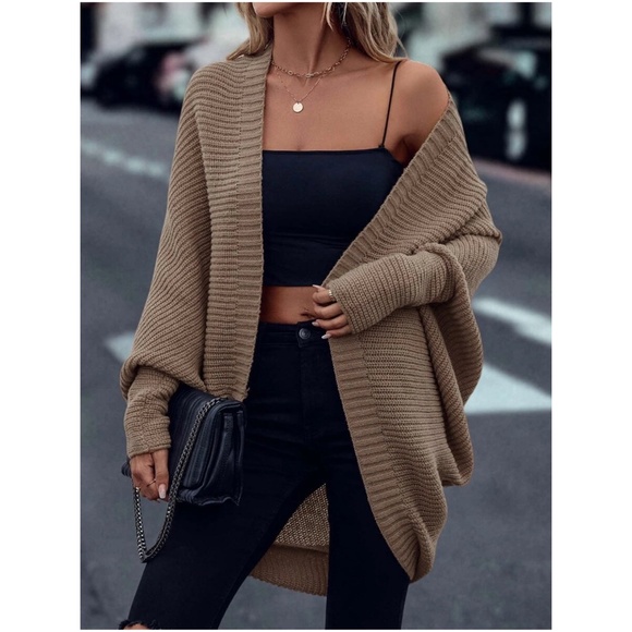 Cozy Open Front Batwing Minimalist Cardigan - Picture 6 of 10